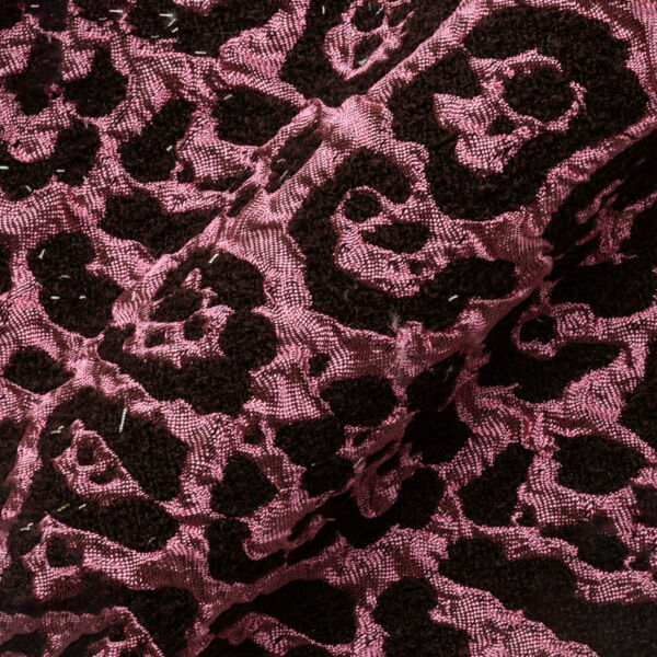 Tessuto jacquard leopardato rosa 