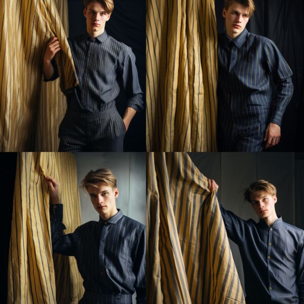 Blue striped linen shirt AI