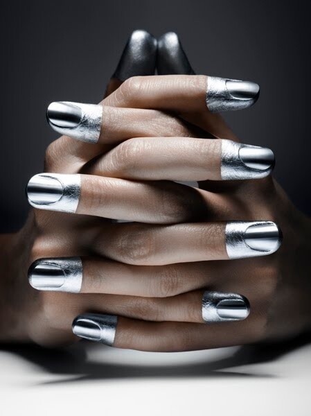 Silver painted fingers 