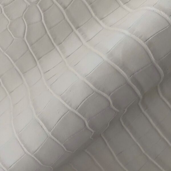 Crocodile (belly) embossed half calfskin leather