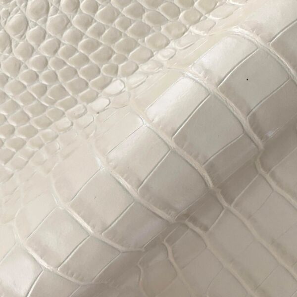 Shiny crocodile embossed half calfskin leather