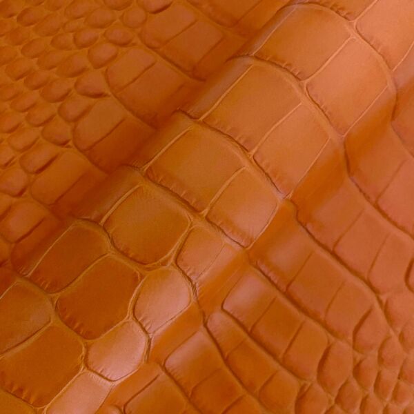 Fluo crocodile embossed half calfskin leather