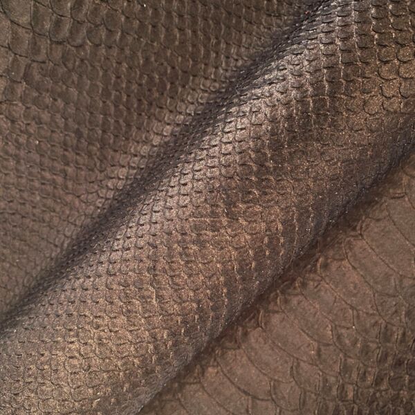 Pearlized python embossed half calfskin leather