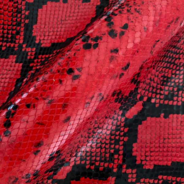 Bright python printed half calfskin leather