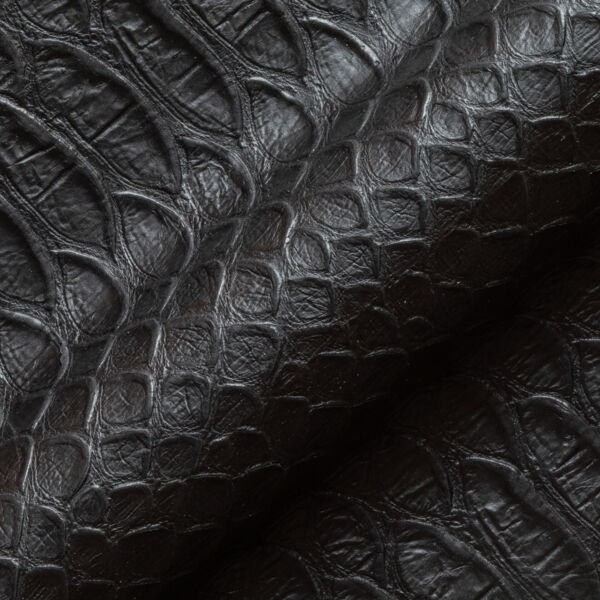 Soft, hand-cut giant python embossed half calfskin leather