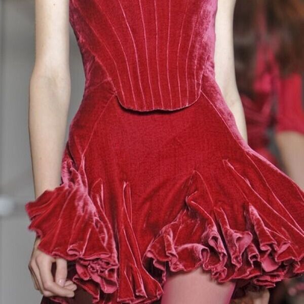 Corset mini dress in red velvet